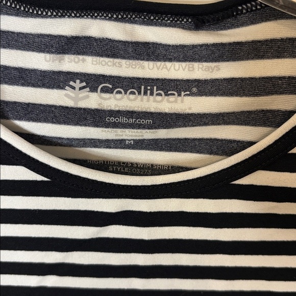 Coolibar Black and White Striped Activewear Top - Picture 2 of 3